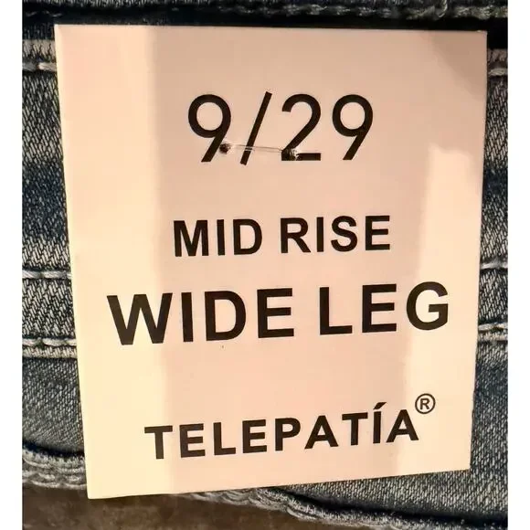 Telepatía Mid-Rise, Wide-Leg Denim Stretch Embellished Jeans Women’s 9/29 Skull - Picture 6 of 12